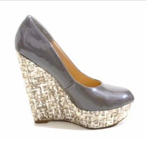 Steve Madden P-ELLI woven platform wedge grey Sz 8